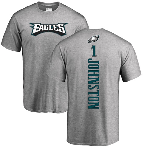 Men Philadelphia Eagles #1 Cameron Johnston Ash Backer NFL T Shirt